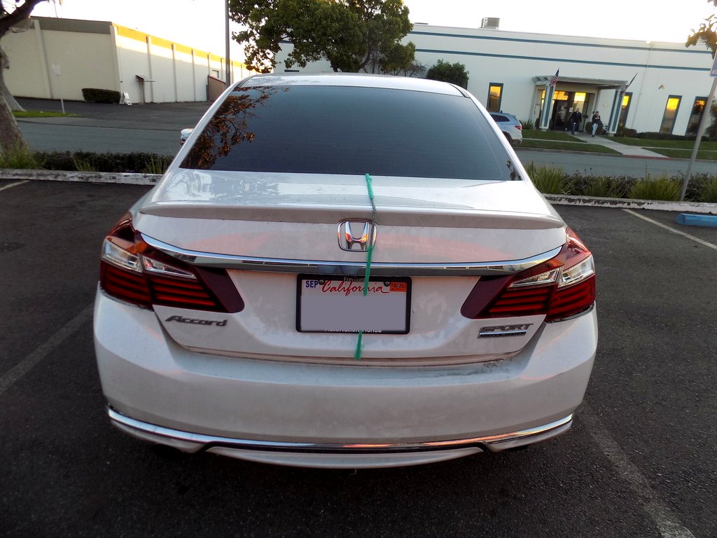 Rear bumper damage on a 2017 Honda Accord before repair at Almost Everything
